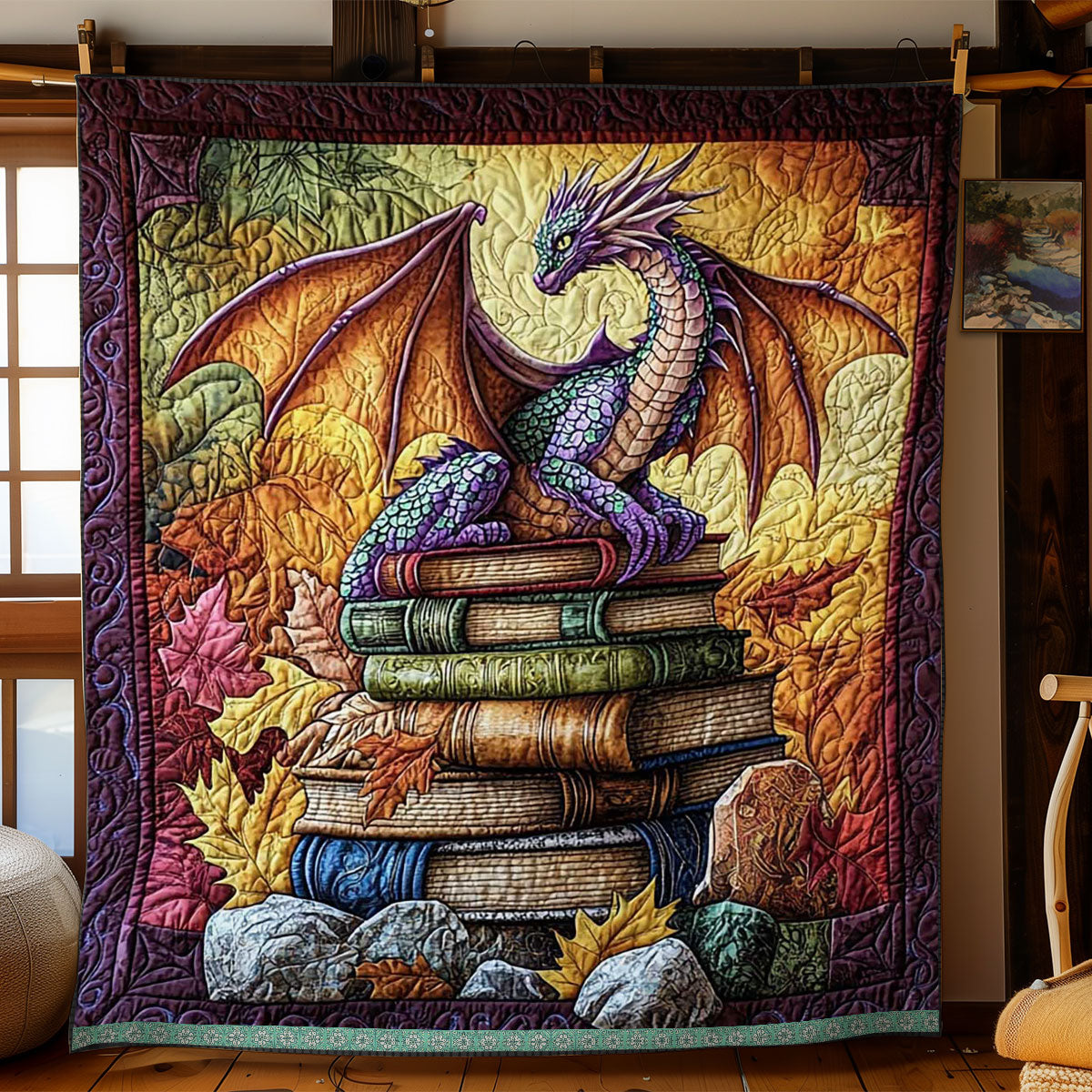 Guardian Dragon Quilt Blanket Throw Blankets For Couch Christmas Dragon Presents For Men