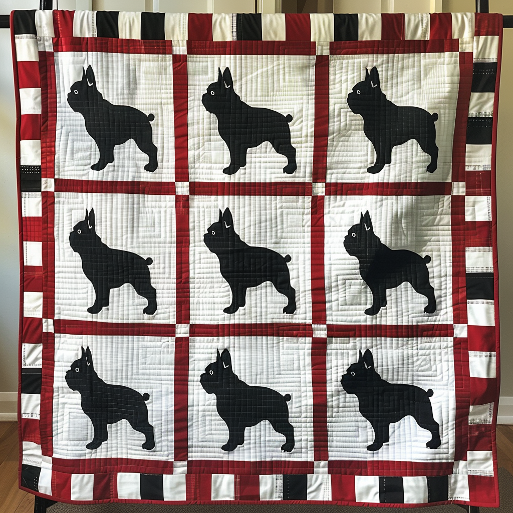 Guardian Grid Quilted Blanket Frenchie Lovers Gifts