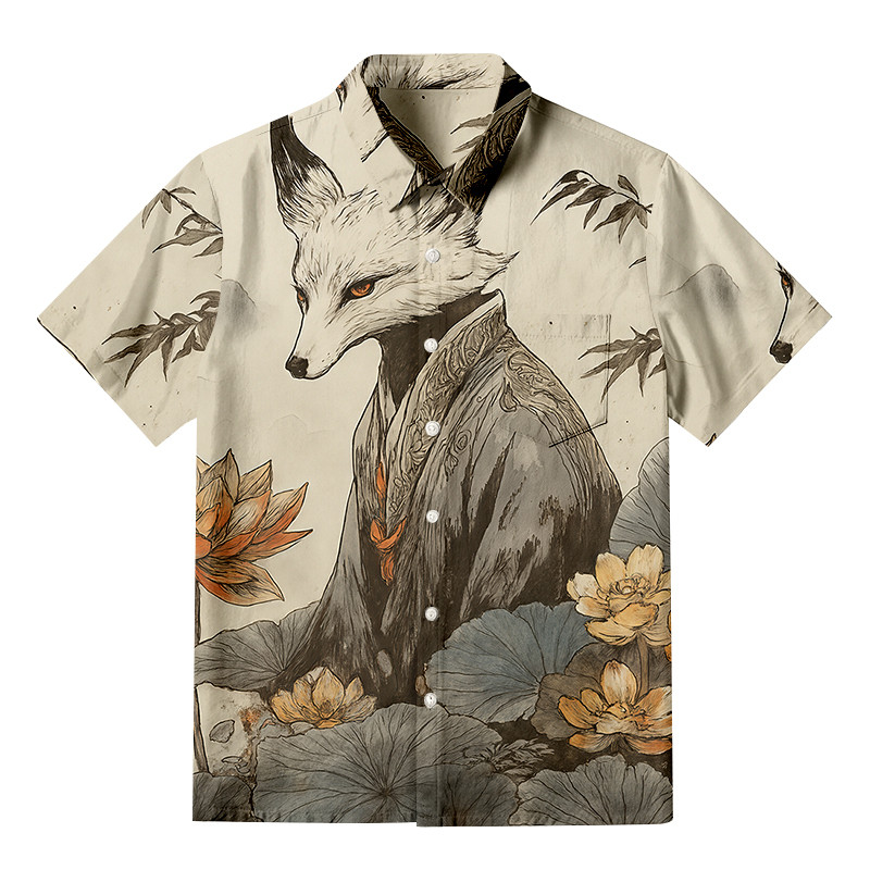Guardian Of The Lotus Realm Button Up Shirt Japanese Inspired Design Vintage Shirt Presents
