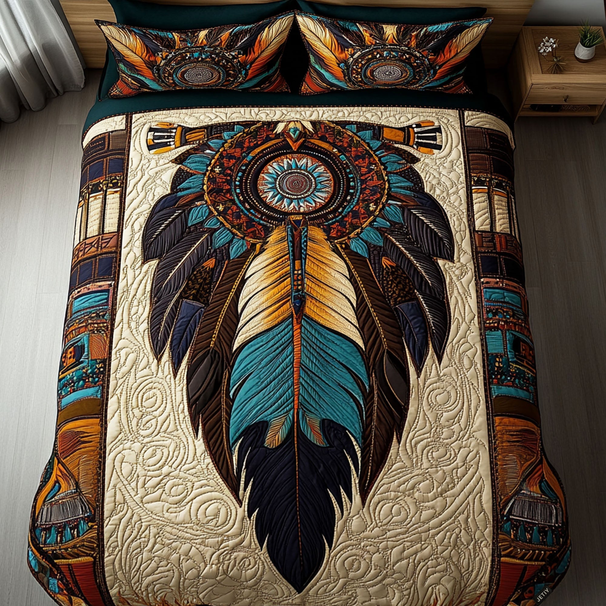 Guardian Of The Night Quilted Bedding Set King Bedspread Celestial Gift For Sister