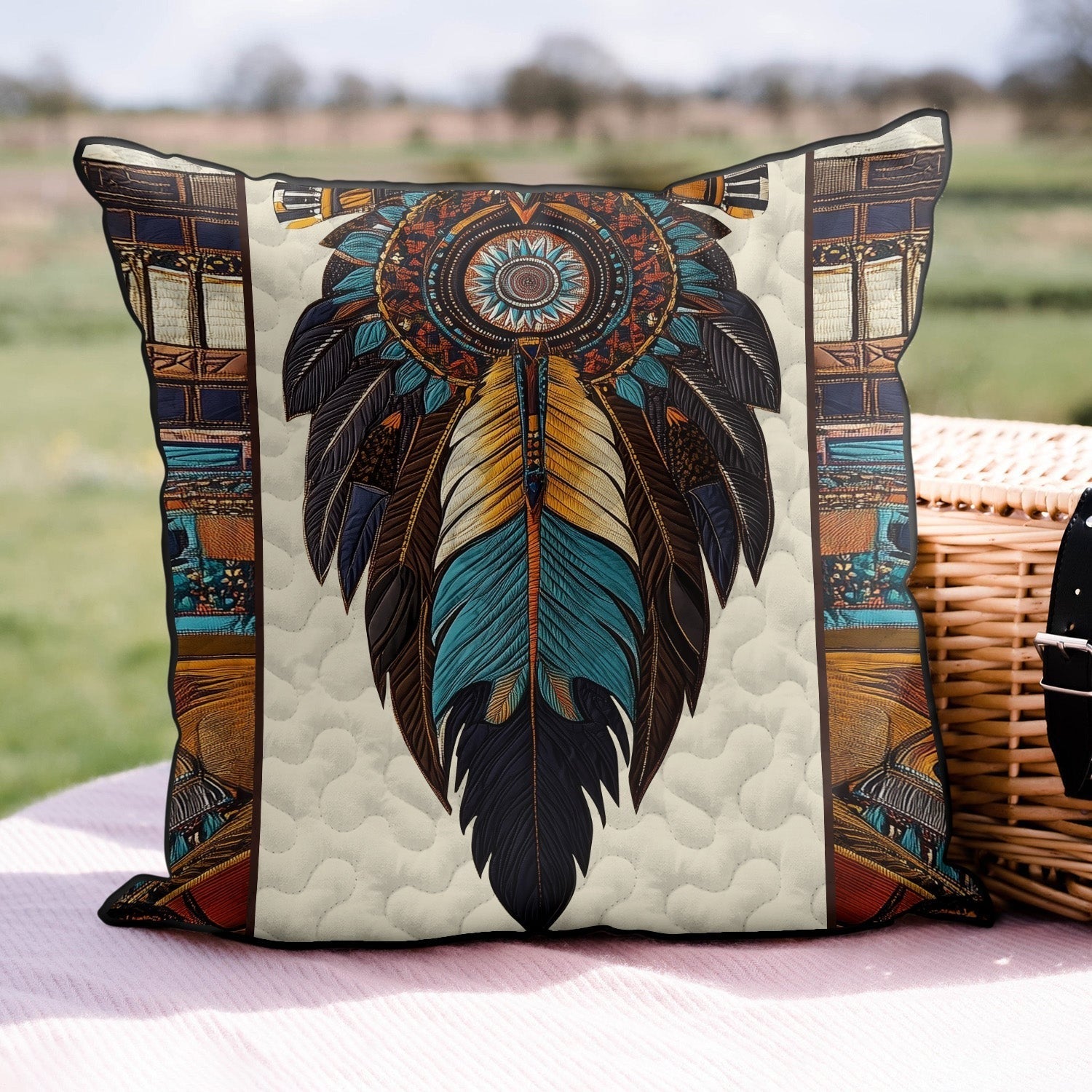 Guardian Of The Night Quilted Pillow Case Native Style Boho Home Decor Gifts For Native Supporters