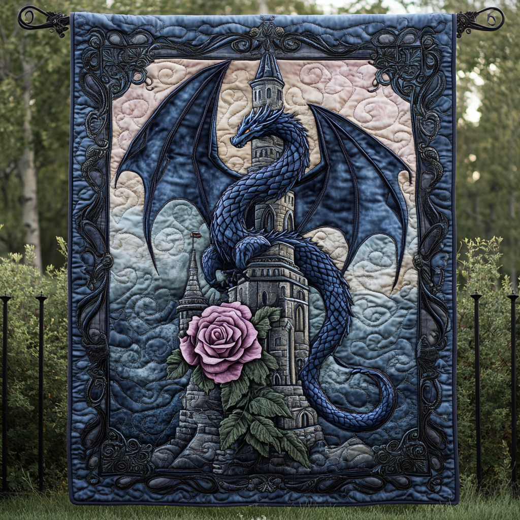 Guardian of the Realm Quilted Blanket Gift For Dragon Lover