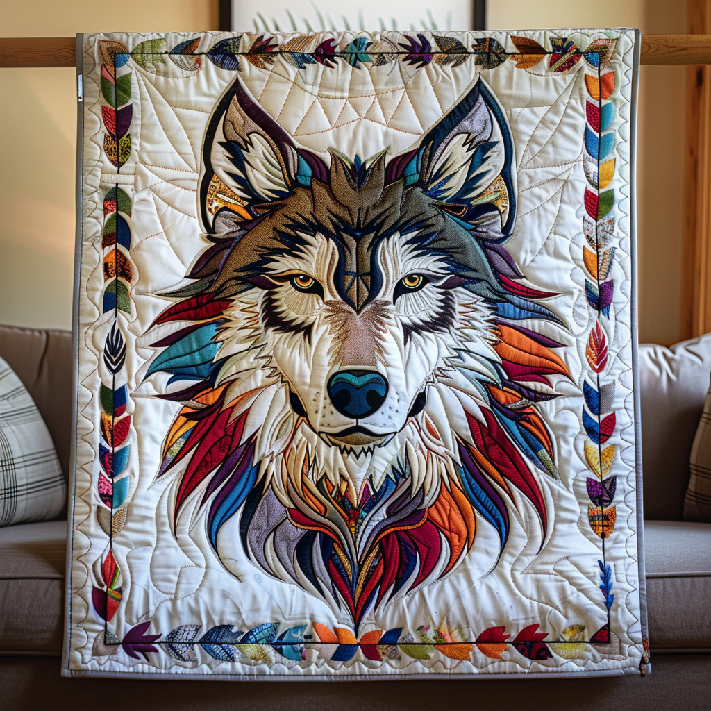 Guardian Of The Wild Quilted Blanket Unique Wolf Blanket Wolf Gifts For Him
