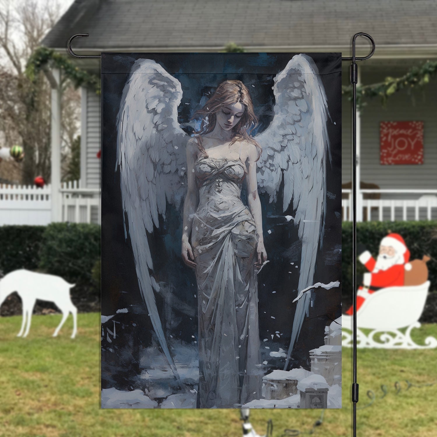 Guardian Of Winter's Elegance Angel Xmas Garden Flag Christmas Home Decor Gift For Angel Lovers