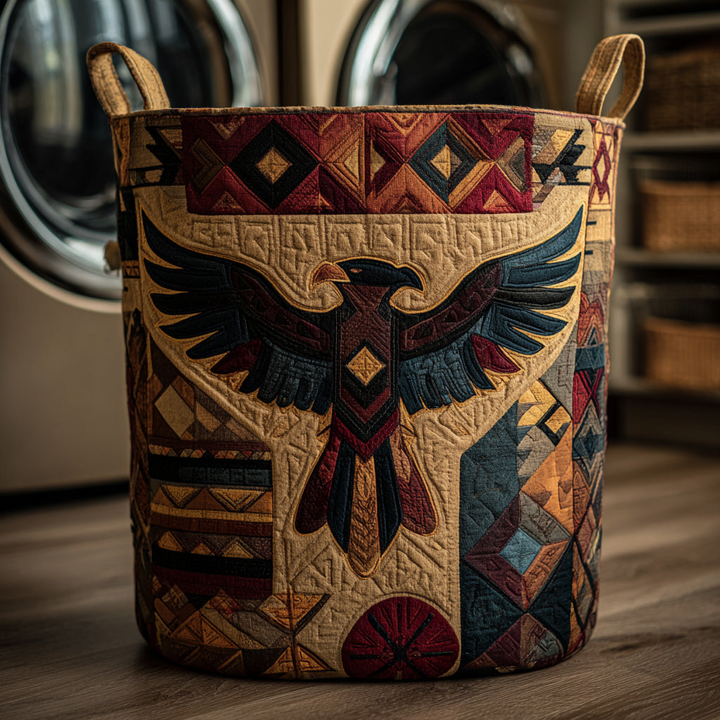 Guardian Tribal Eagle Quilted Laundry Basket Perfect Quilted Laundry Basket Gift for Family and Friends