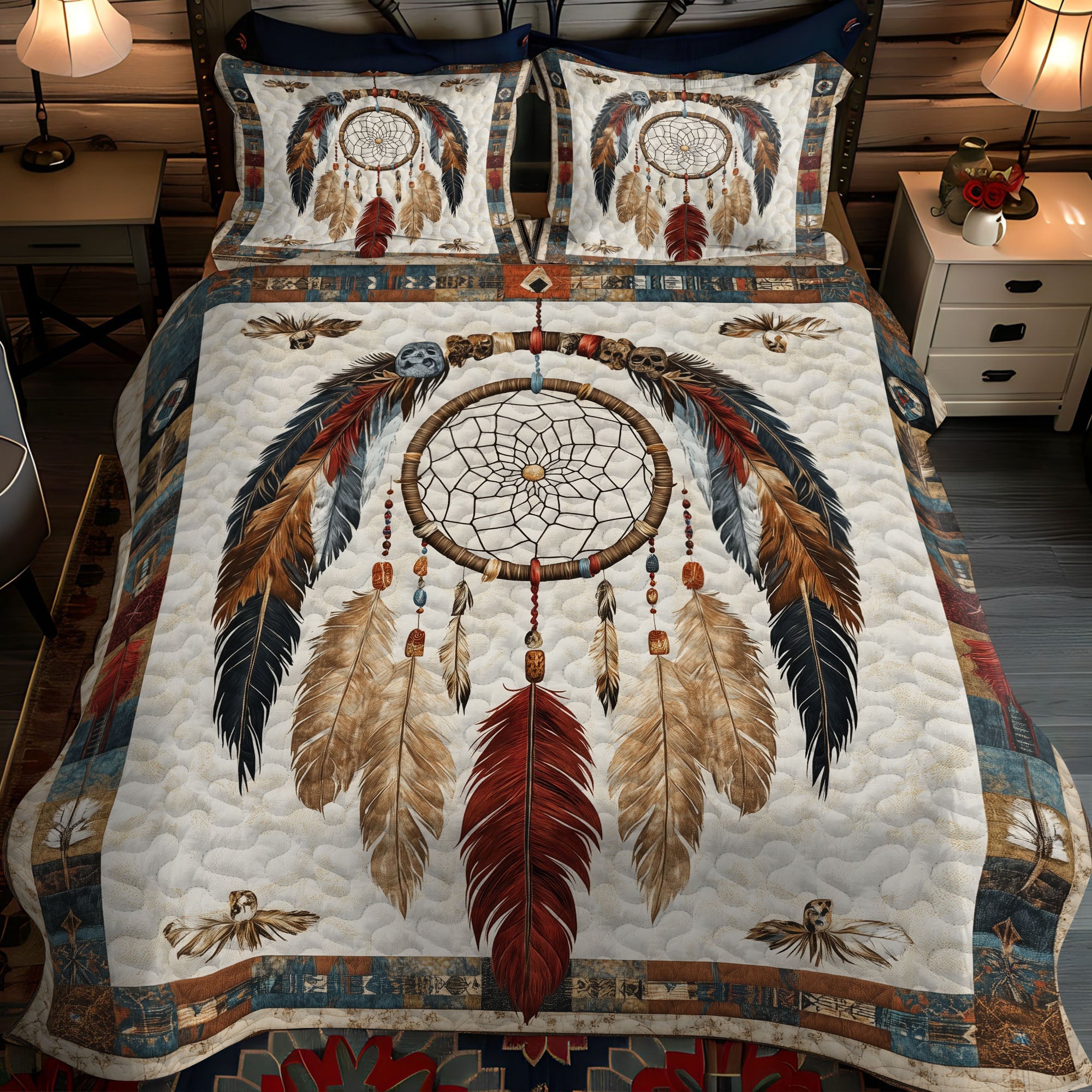 Guardian Web Quilted Bedding Set Cozy Bedroom Decor Native American Christmas Gift Ideas