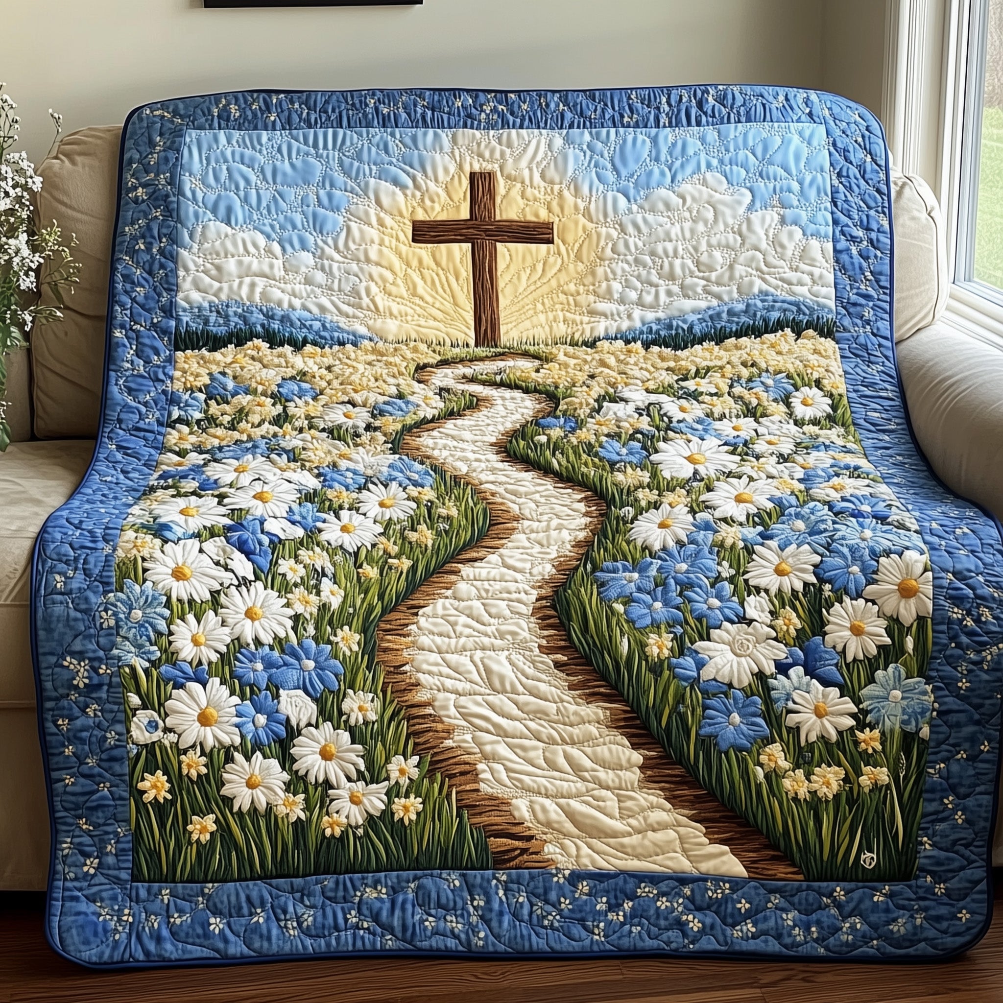 Guided by Grace Quilted Blanket Cute Bed BlanketJesus Faith Gifts For Him
