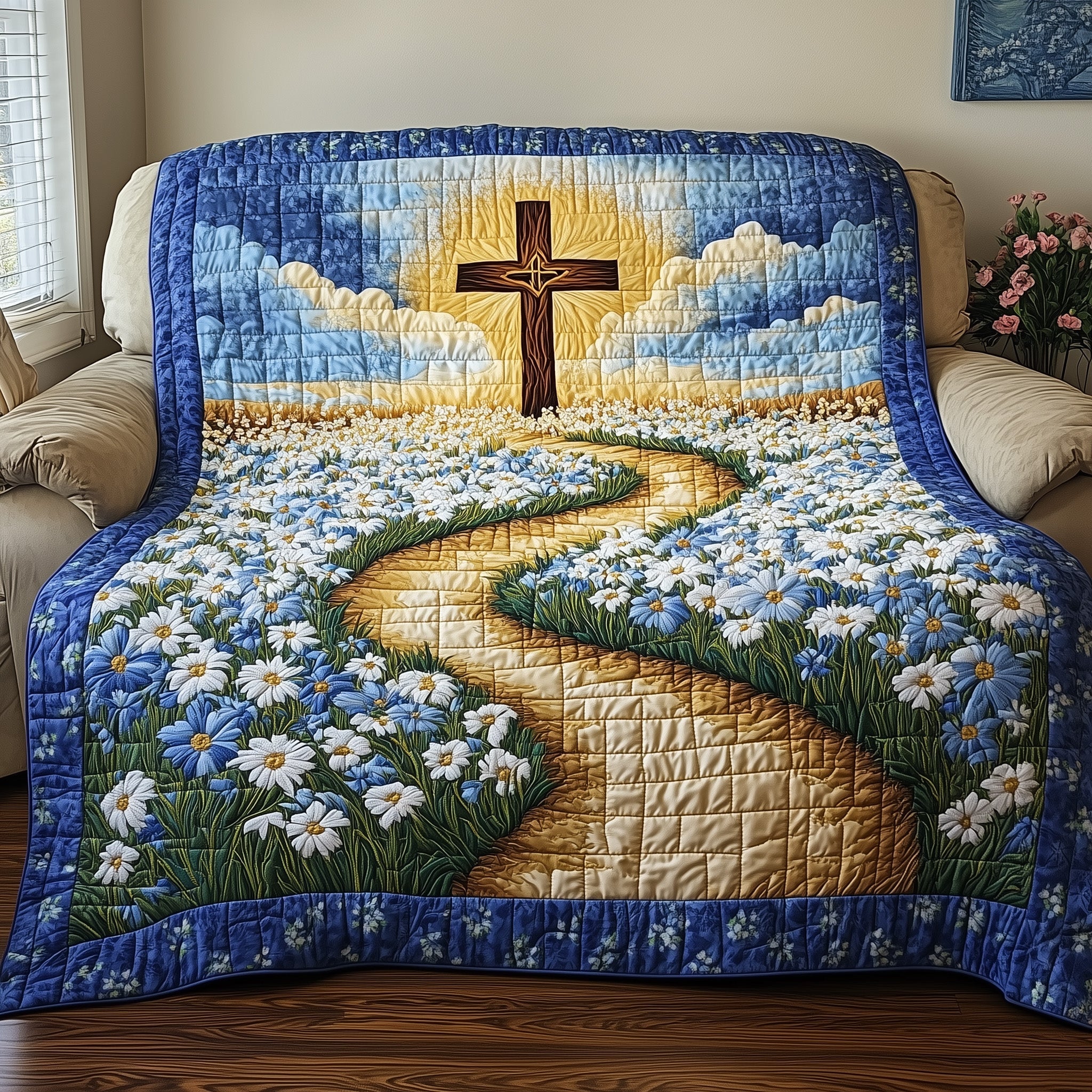 Guided by Grace Quilted Blanket Cute Bed BlanketJesus Spiritual Gift Of Faith
