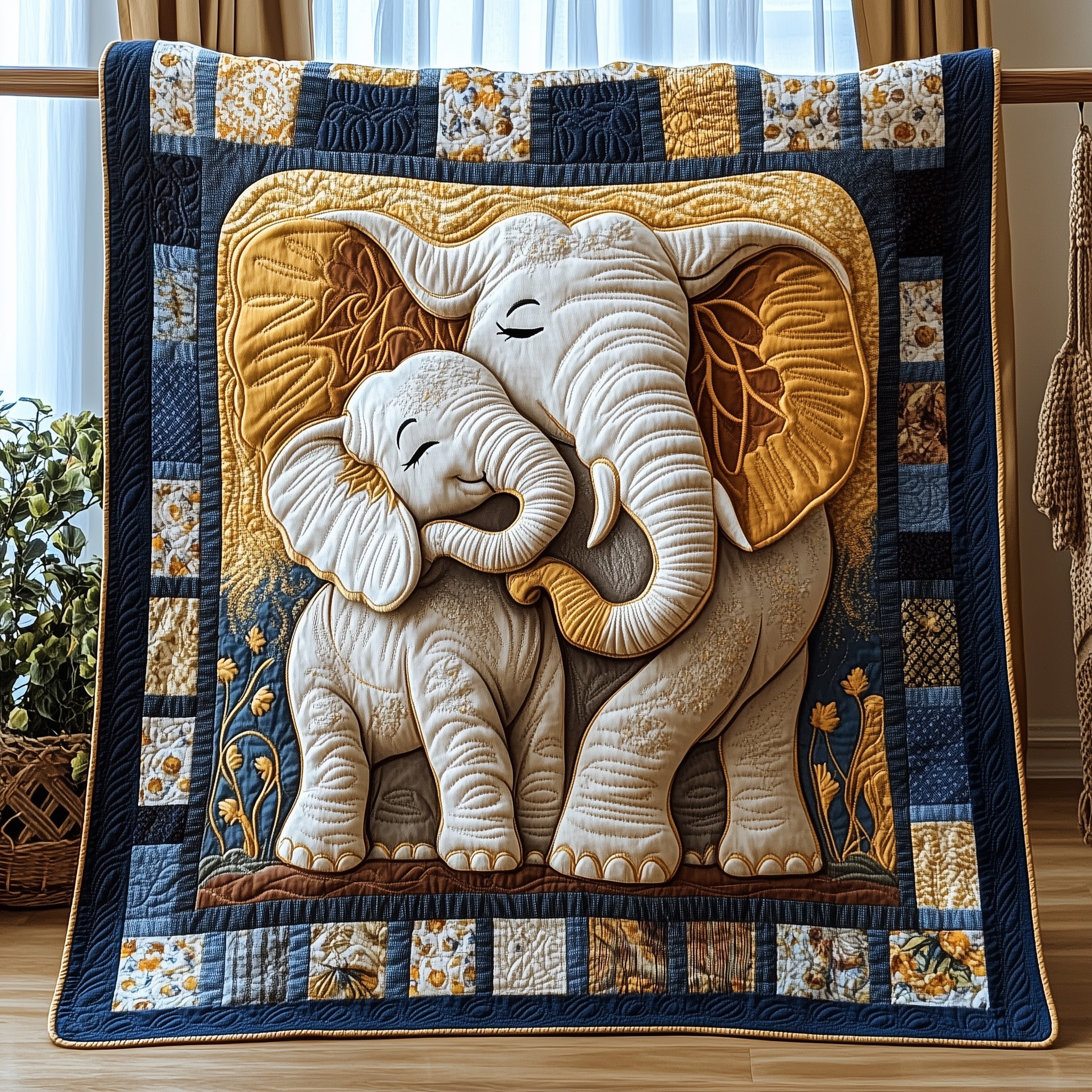 Guided by Love Quilted Blanket Cute Bed BlanketGreat Gift Idea For Elephant Lovers