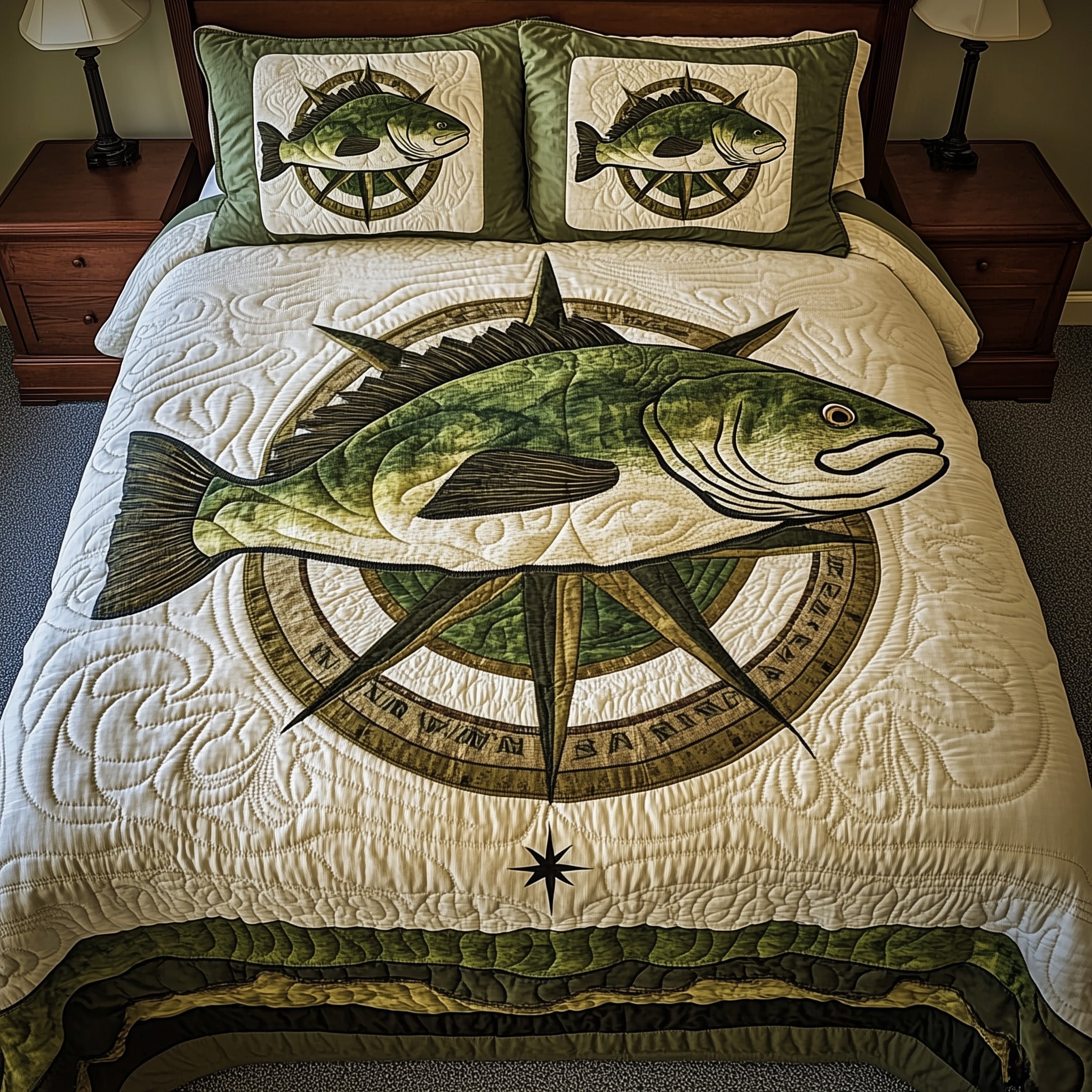 Guided by the Sea Quilted Bedding Set Duvet Cover Bed Sheet Unique Gifts For Fishermen