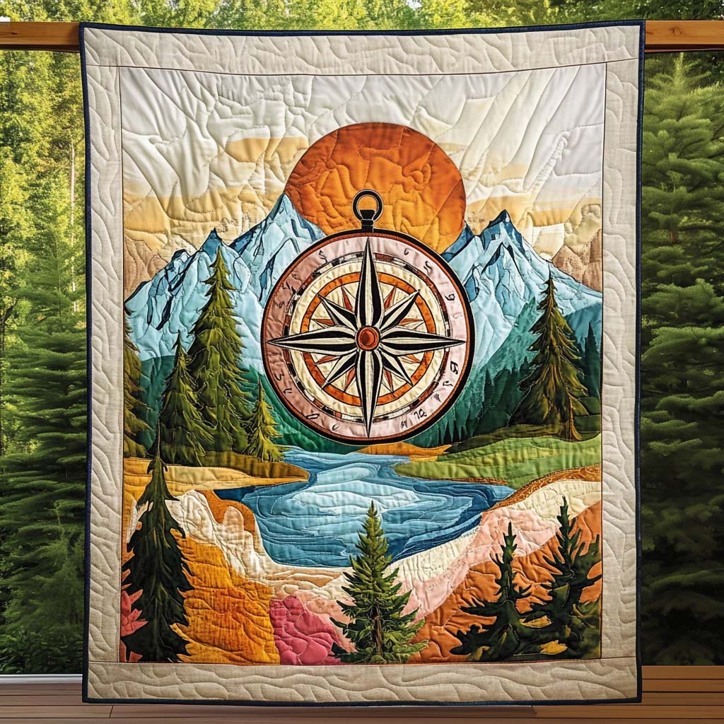 Guiding Compass Quilted Blanket Best Gifts For Hikers