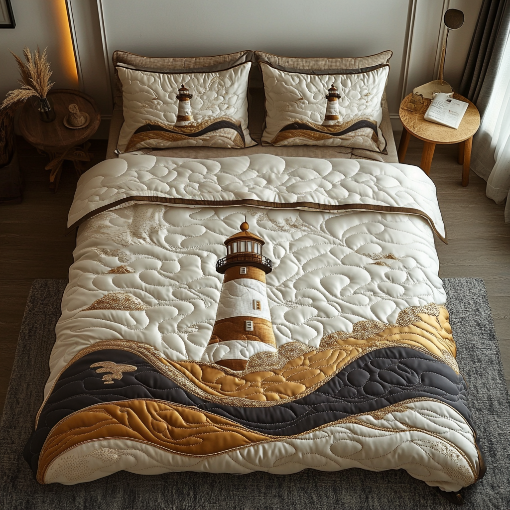 Guiding Light Quilted Bedding Set Best Bed Sheet Set Great Lighthouse Gifts