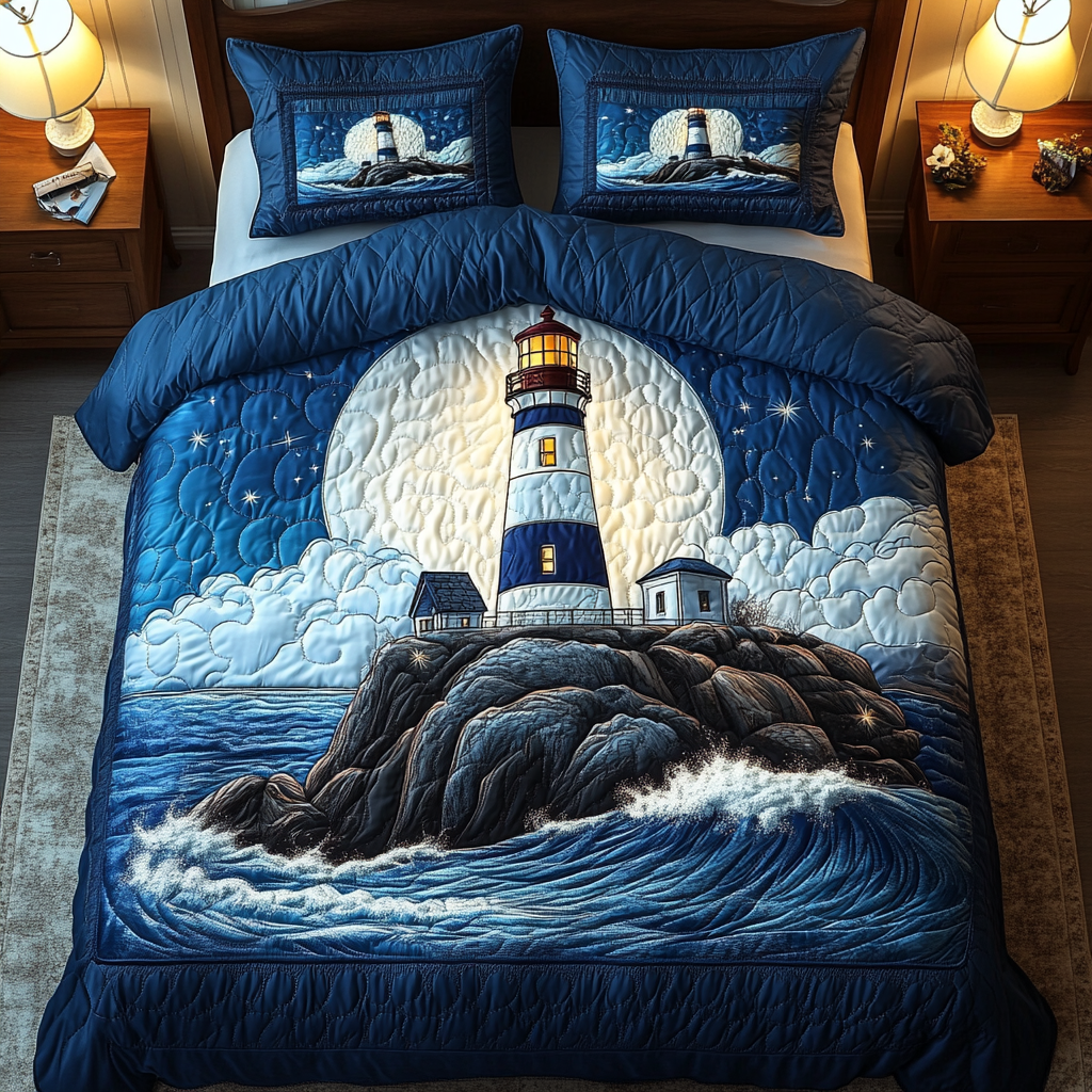 Guiding Light Quilted Bedding Set Luxury Duvet Cover Set for Elegant Bedroom Decor