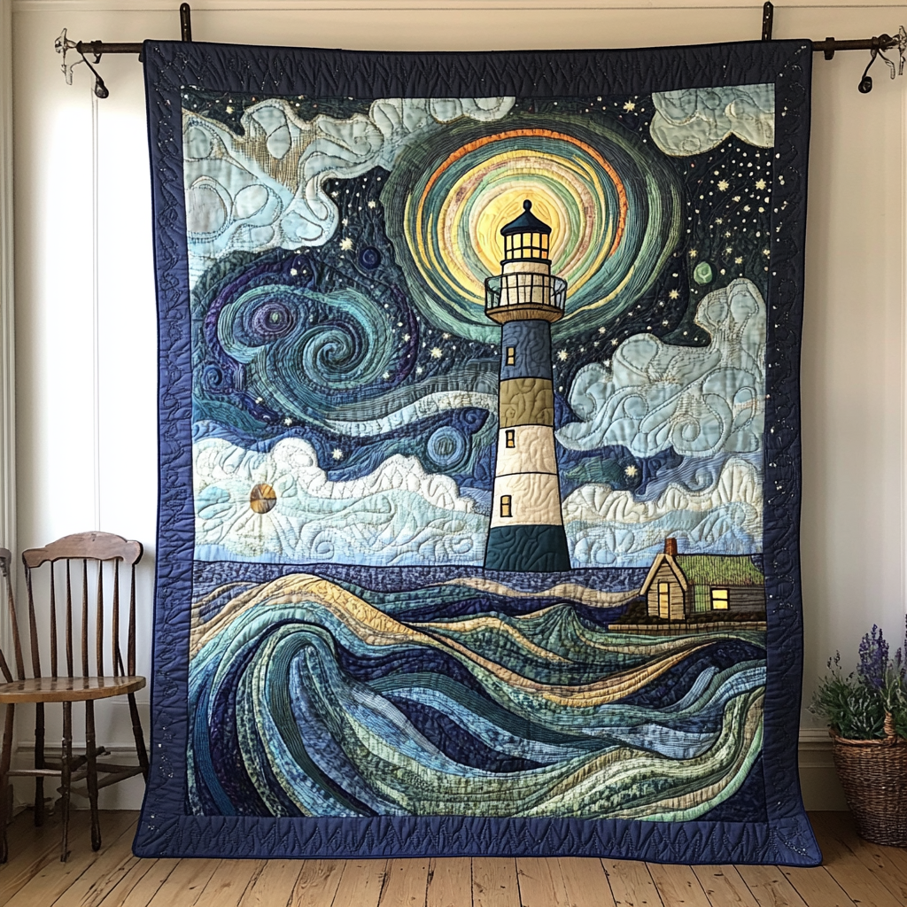 Guiding Light Quilted Blanket Christmas Throw Blanket Gifts For Lighthouse Lovers