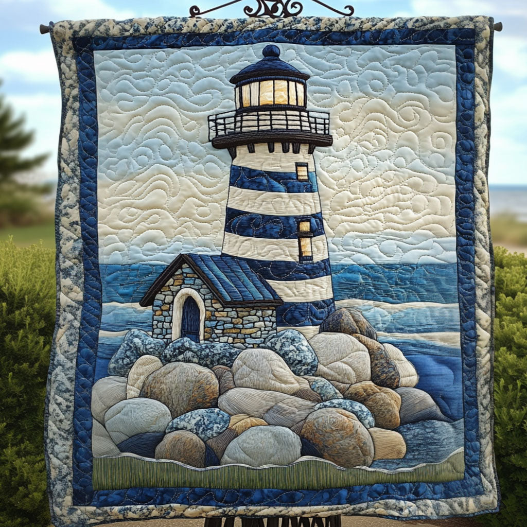 Guiding Light Quilted Blanket Holiday Throw Blanket Lighthouse Gifts For Him