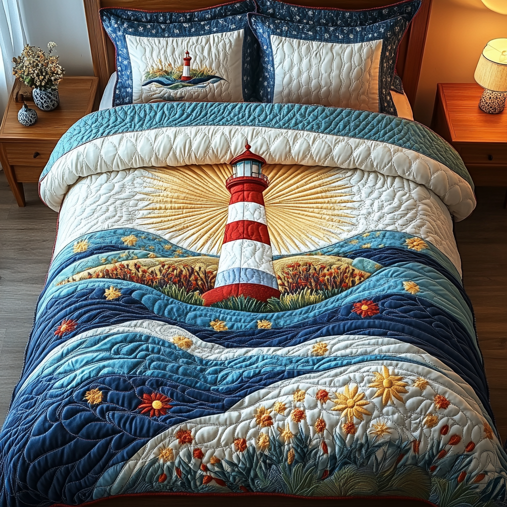 Guiding Star Quilted Bedding Set Holiday Duvet Covers Lighthouse Gift Ideas For Him