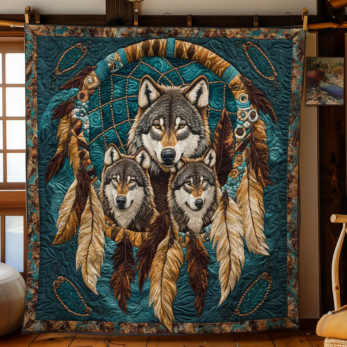 Guiding Wolf Spirits Quilt Practical Quilt Blanket Gift for Comfort and Style