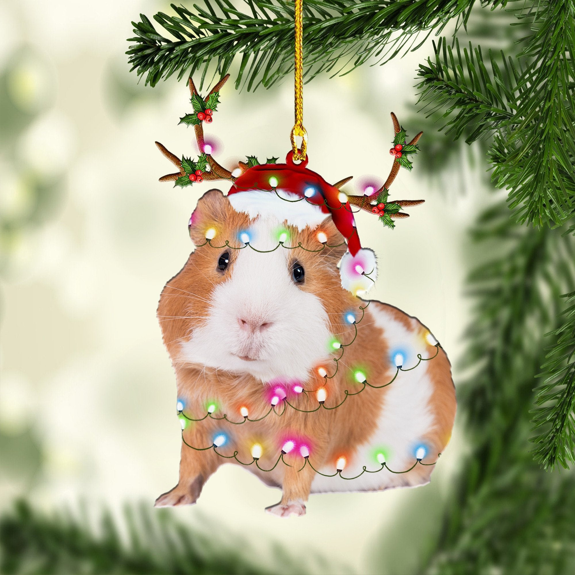 Guinea Pig Christmas Ornament Custom Name Ornament Christmas Ornament Gift For Guinea Pig Lovers Christmas Dog Friends Hanging Ornament