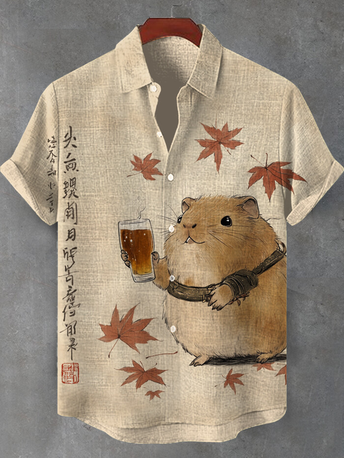 Guinea Pig Holding A Beer Print Hawaiian Shirt Gifts For Pig Lovers