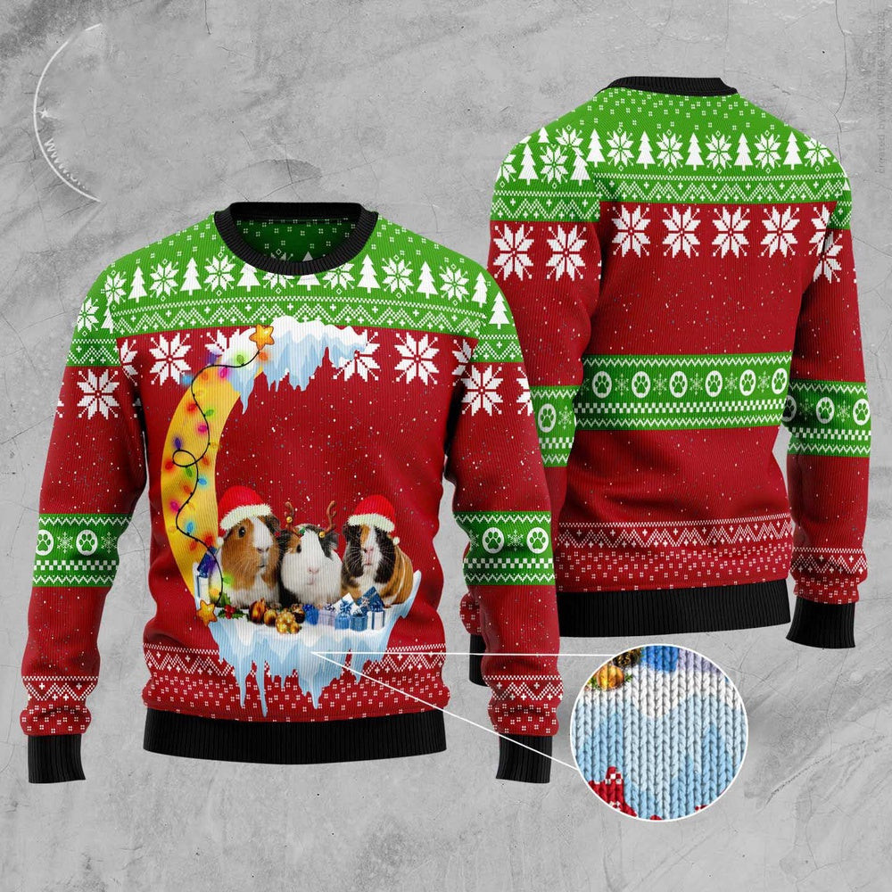 Guinea Pig Love Moon Xmas Ugly Christmas Sweater Funny Ugly Christmas Sweater Xmas Gifts
