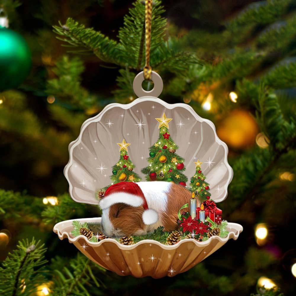 Guinea Pig3 Sleeping in Pearl Dog Christmas Ornament Flat Acrylic