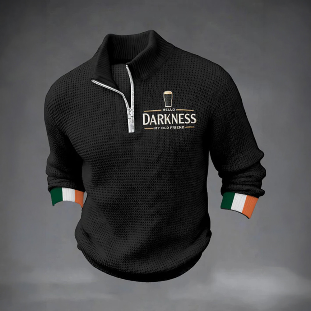 Guinness Beer Hello Darkness My Old Friend Zip Sweatshirt St Paddys Day Apparel