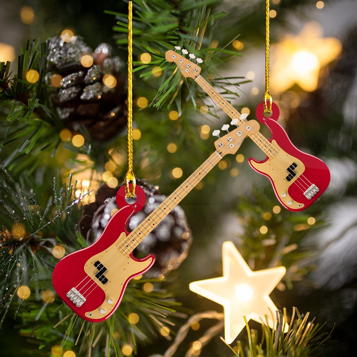 Guitar Bass Christmas Ornament Musical Instrument Christmas Ornaments Gifts For Guitar Players