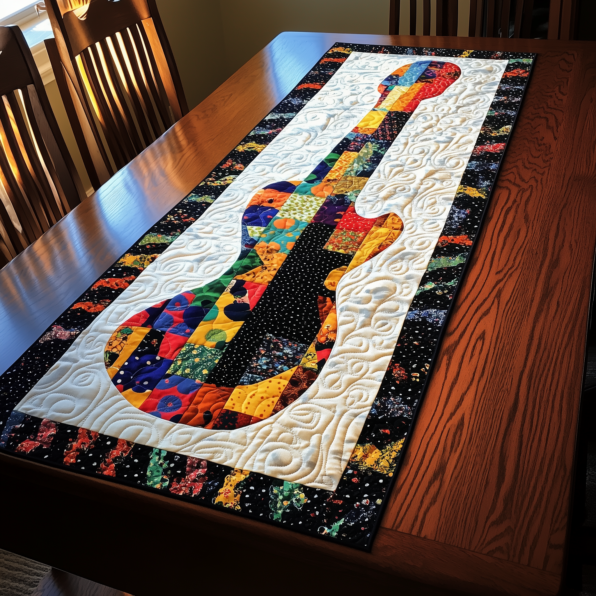 Guitar Blue Quilted Table Runner Related Xmas Gifts For Guitar Lovers Players For Men