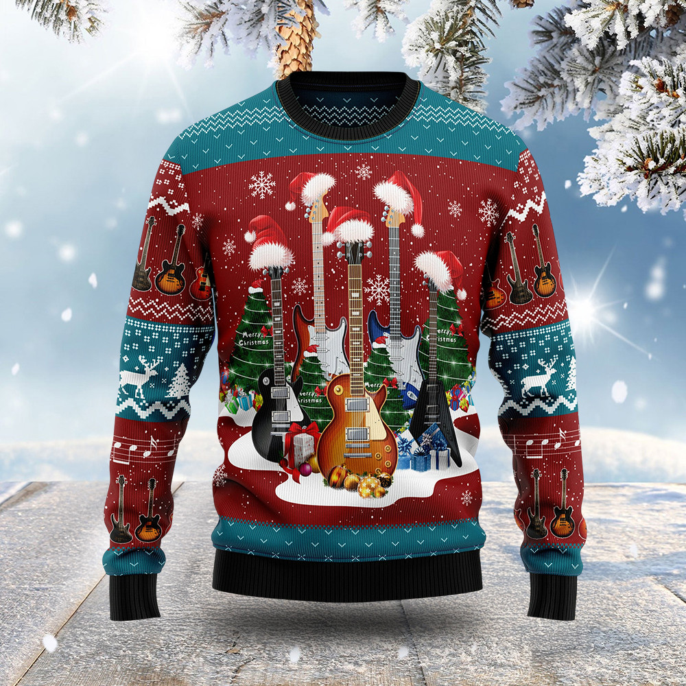 Guitar Christmas Ugly Sweater Holiday Clothing Christmas Gifts For Guitar Players