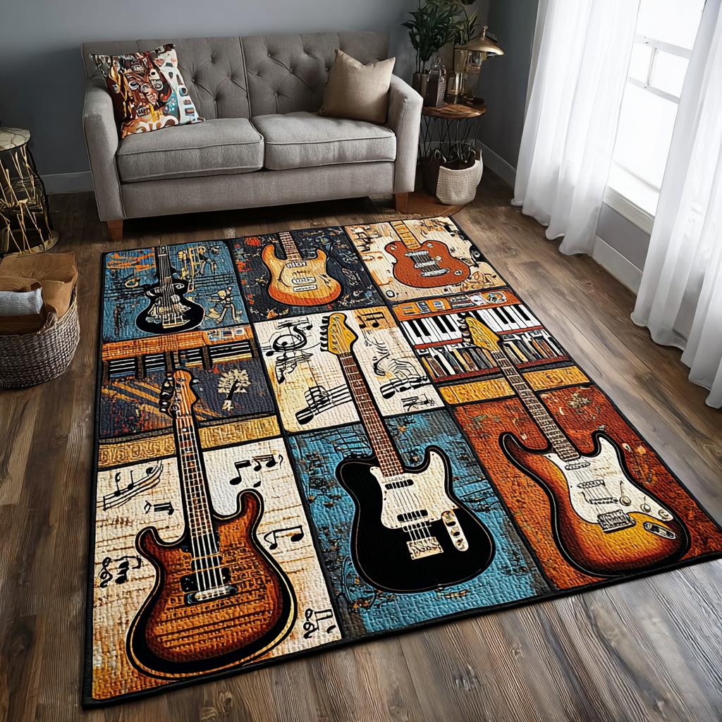 Guitar Harmony Area Rug Christmas Decor For Entryway Xmas Gifts For Guitar Players