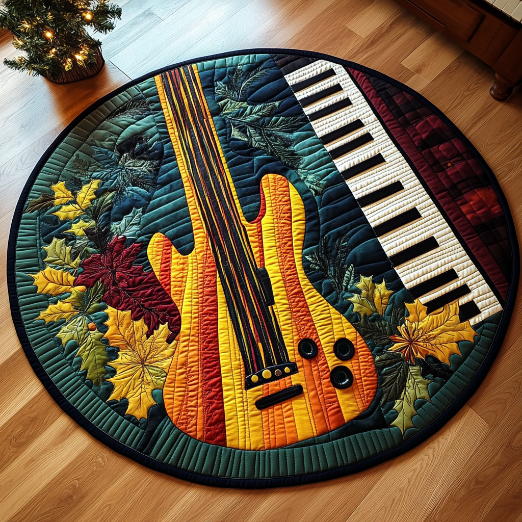 Guitar Harmony Quilted Round Mat Guitar Ralated Merchandise Gift Ideas
