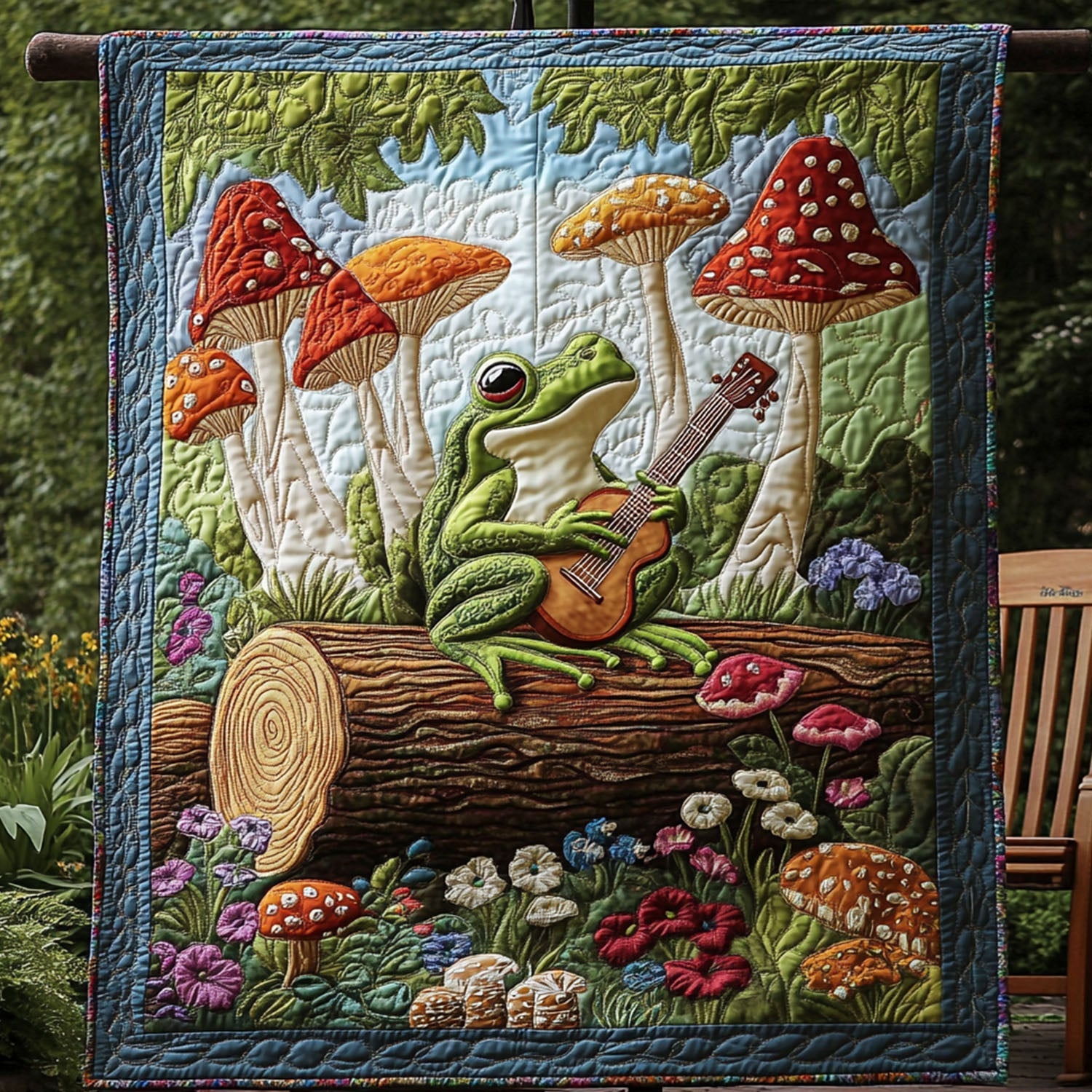 Guitar Hopper Quilted Blanket Best Throw Blanket Christmas Bear Gifts