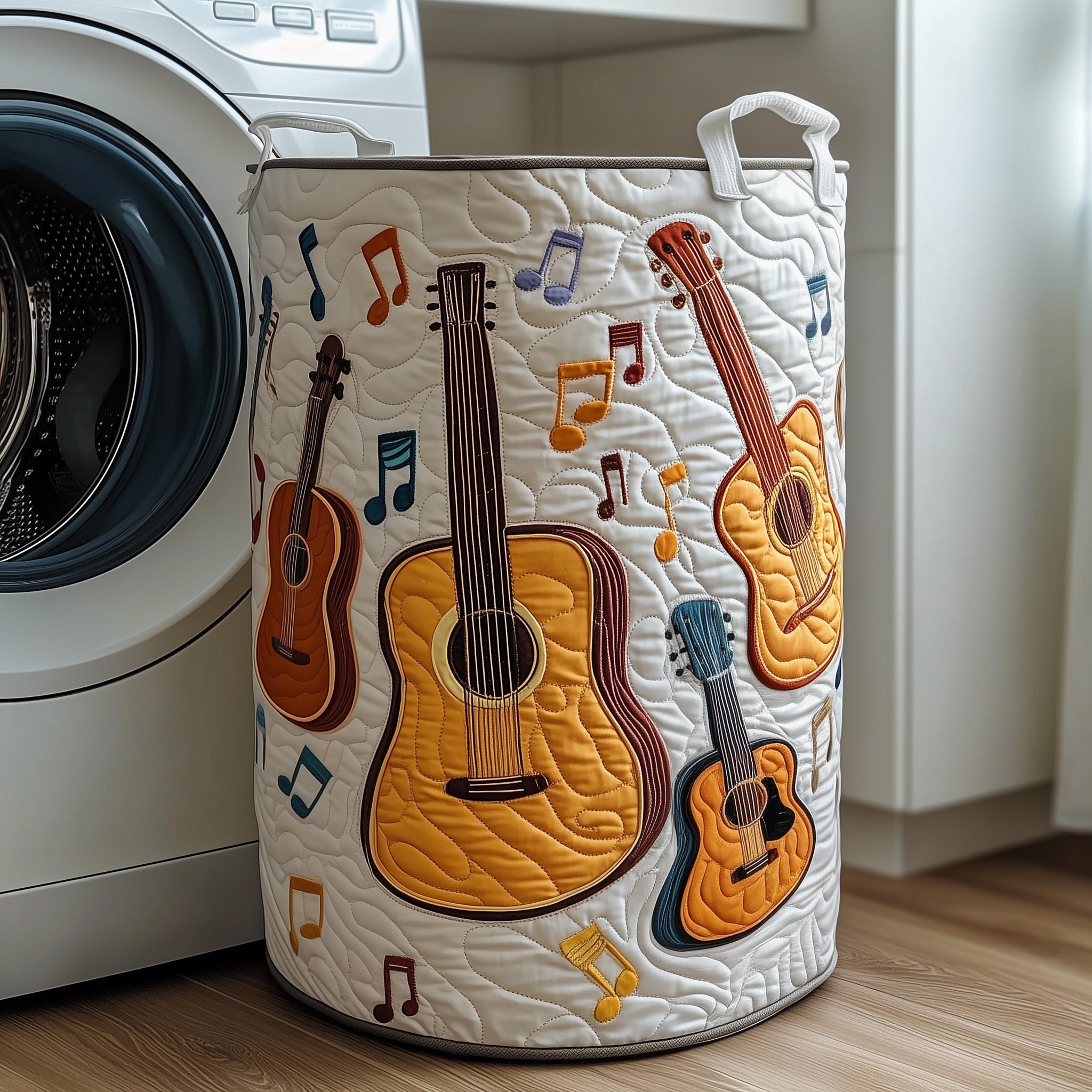 Guitar La La Quilted Laundry Basket Perfect Gift For Apartment Living