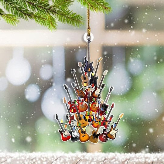 Guitar Light Christmas Tree Ornament Musical Instrument Ornaments Presents For Guitar Players