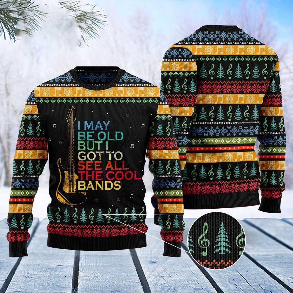 Guitar Old Vintage Ugly Christmas Sweater Funny Ugly Christmas Sweater Xmas Gifts