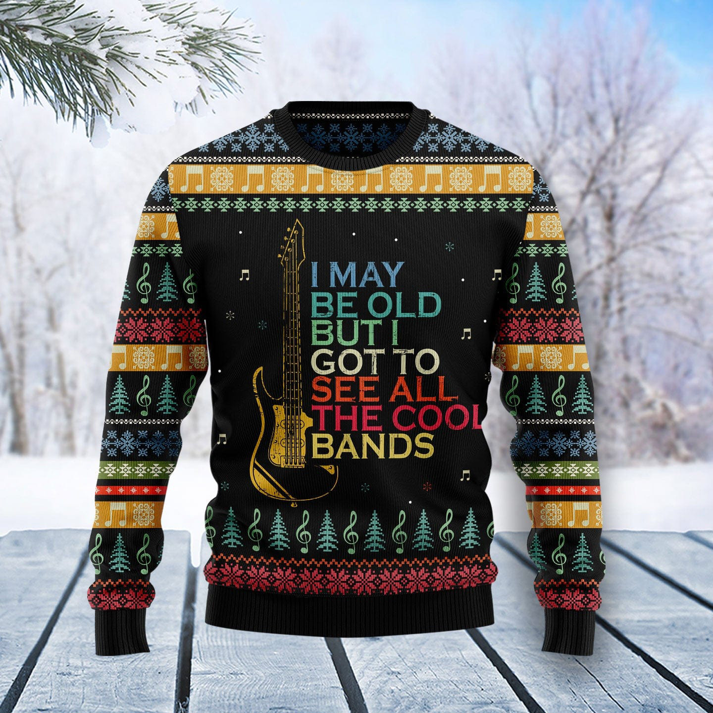 Guitar Old Vintage Ugly Christmas Sweater Guitar Lovers Christmas Presents