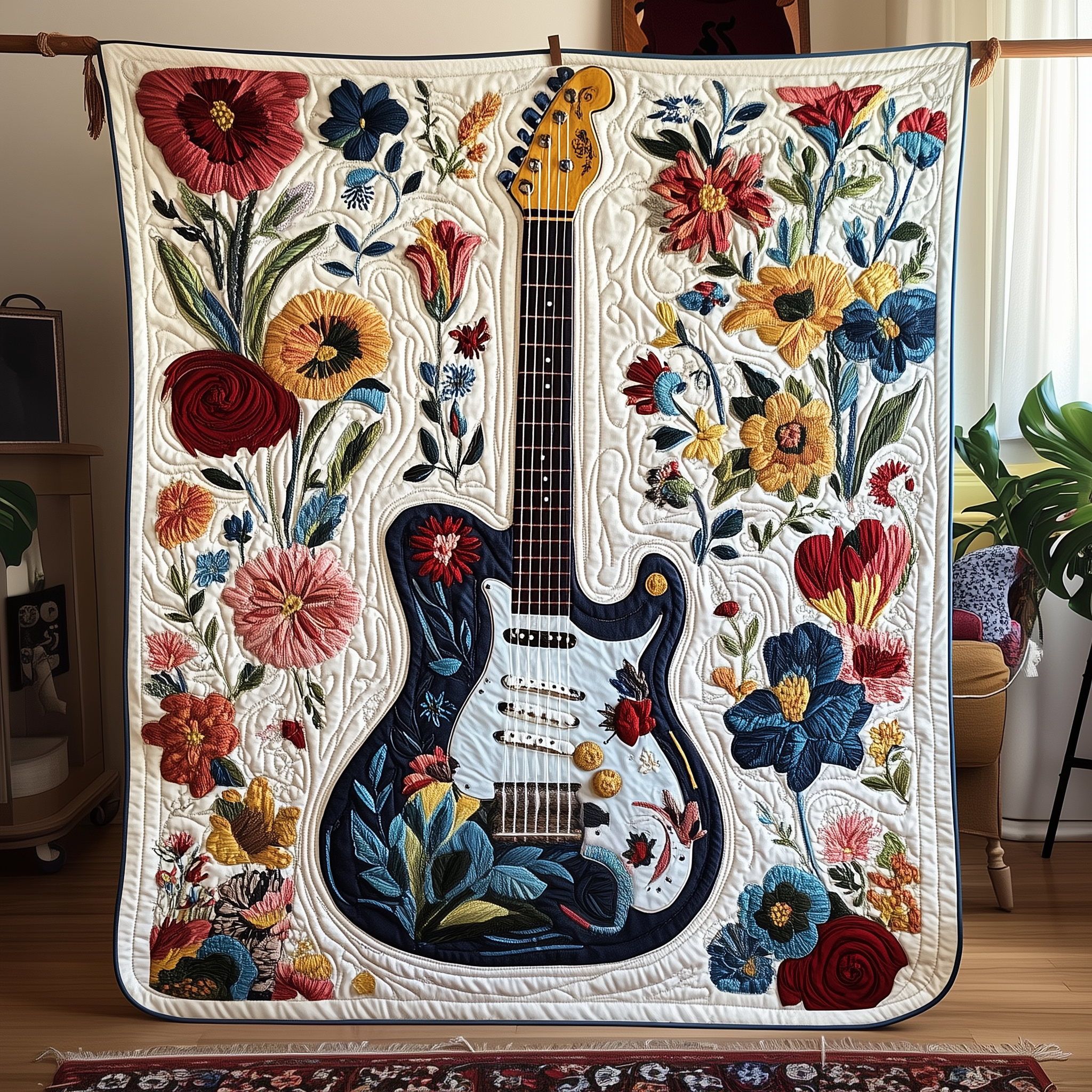 Guitar Quilted Blanket Christmas Gifts For Guitar Lovers For Boyfriend