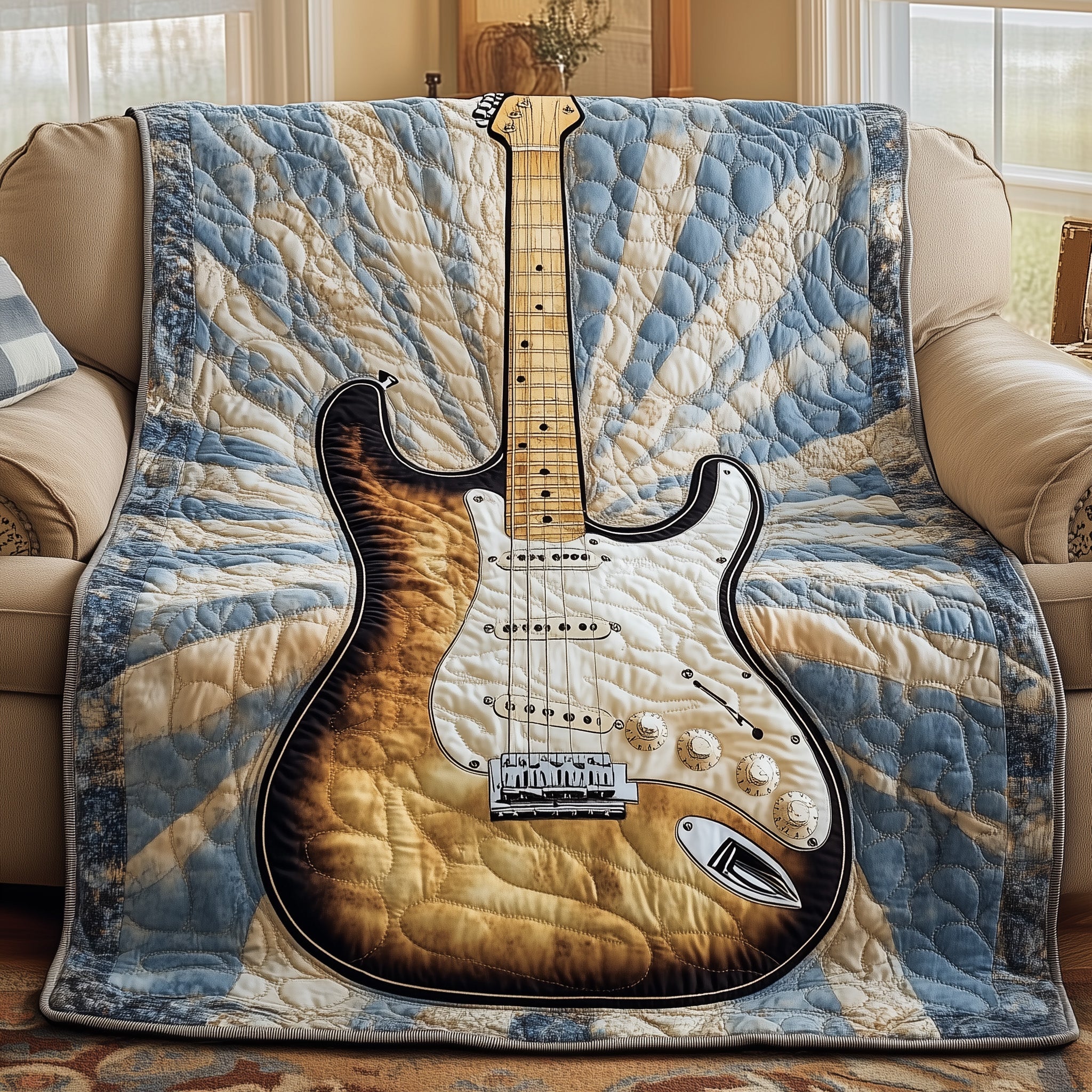 Guitar Quilted Blanket Cute Soft BlanketGuitar Christmas Gift Ideas
