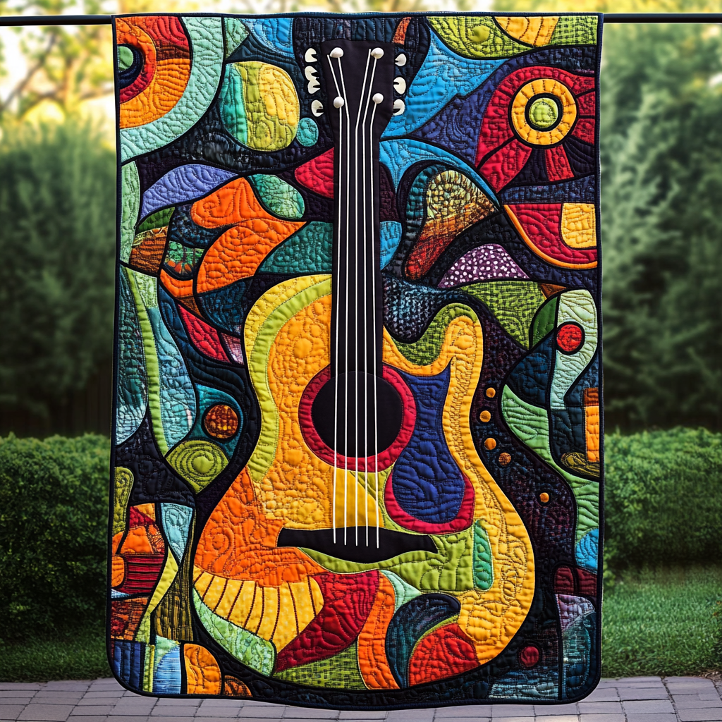 Guitar Reverie Quilted Blanket Gifts For Guitar Players