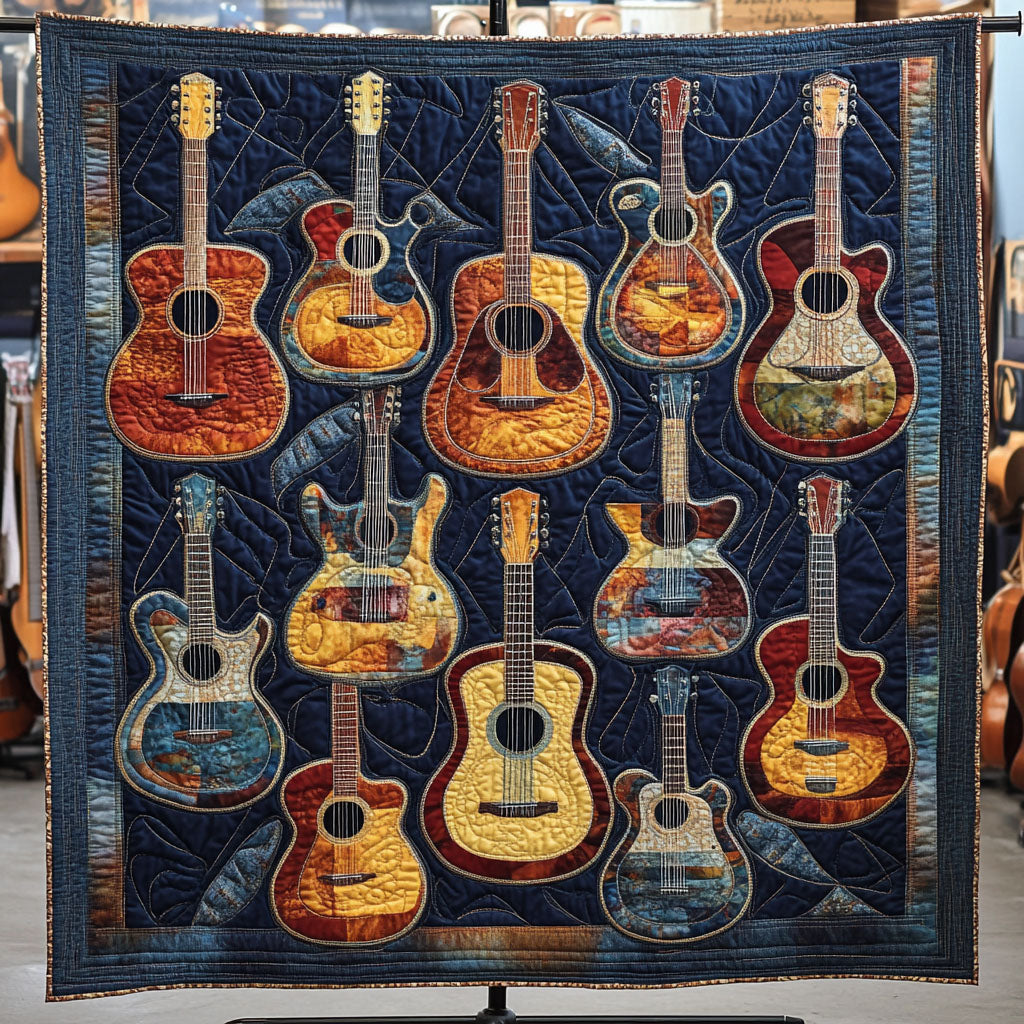 Guitar Serenade Quilted Blanket Gifts For Guitar Players