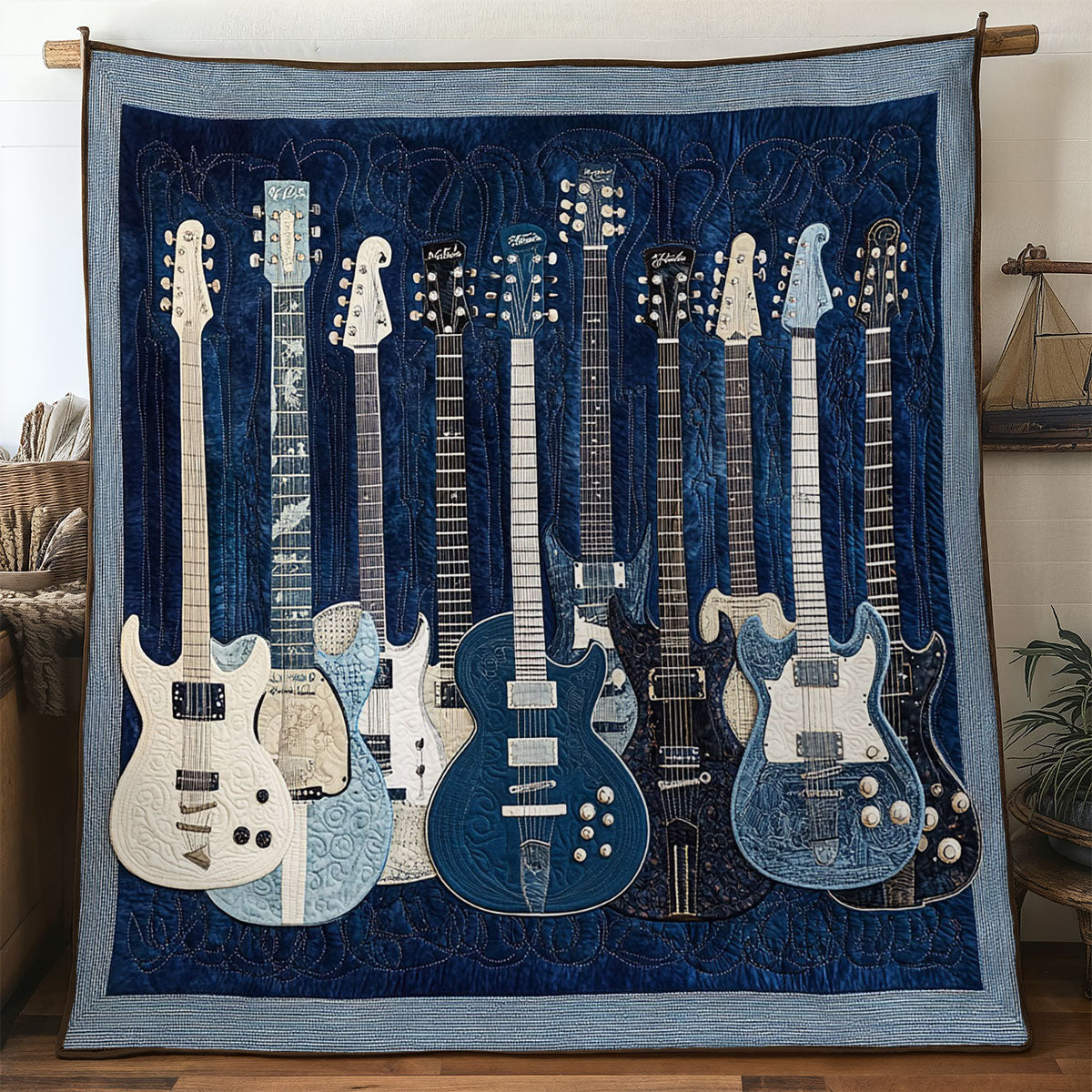 Guitar Skyline Quilt Thoughtful Quilt Blanket Gift for Loved Ones
