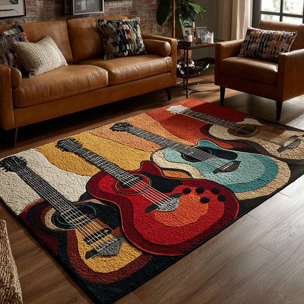 Guitar Spirit Area Rug  Large Rugs For Living Room Holiday Gifts For Guitarist