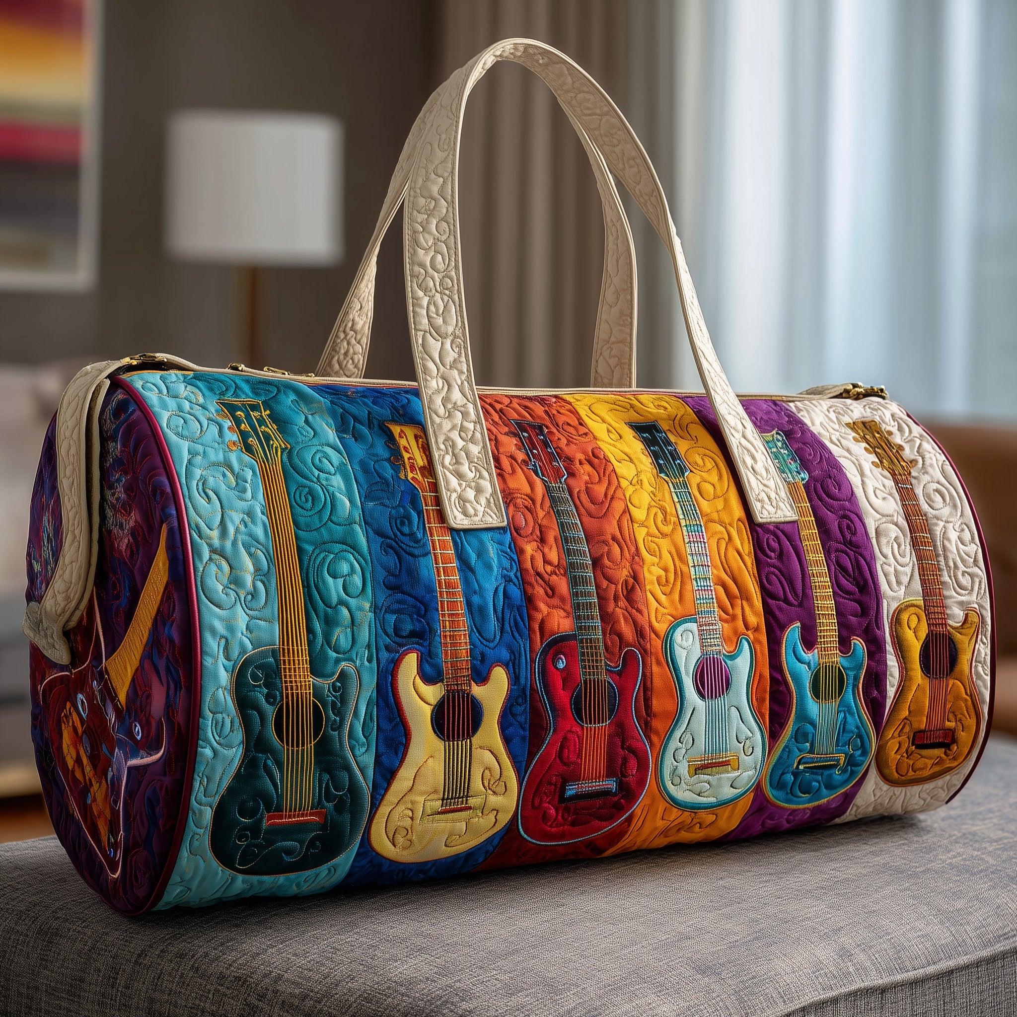 Guitar Tunes Quilted Duffle Bag Mother's Day Gift Idea