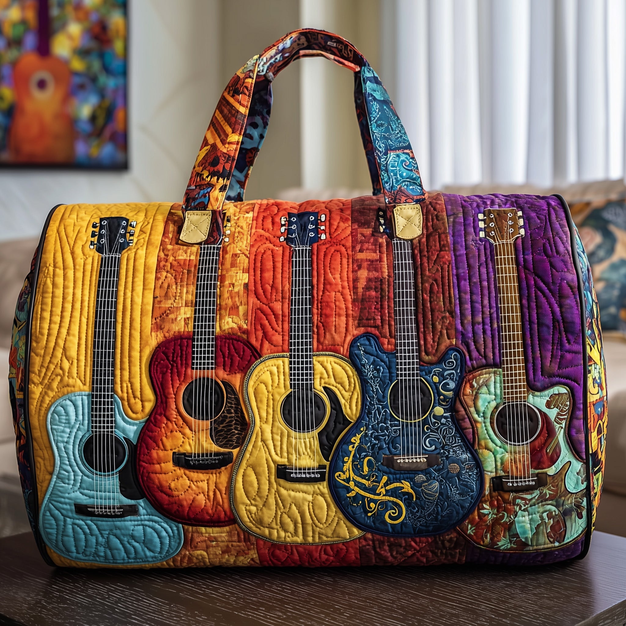 Guitar Tunes Quilted Duffle Bag New Year Gift Idea
