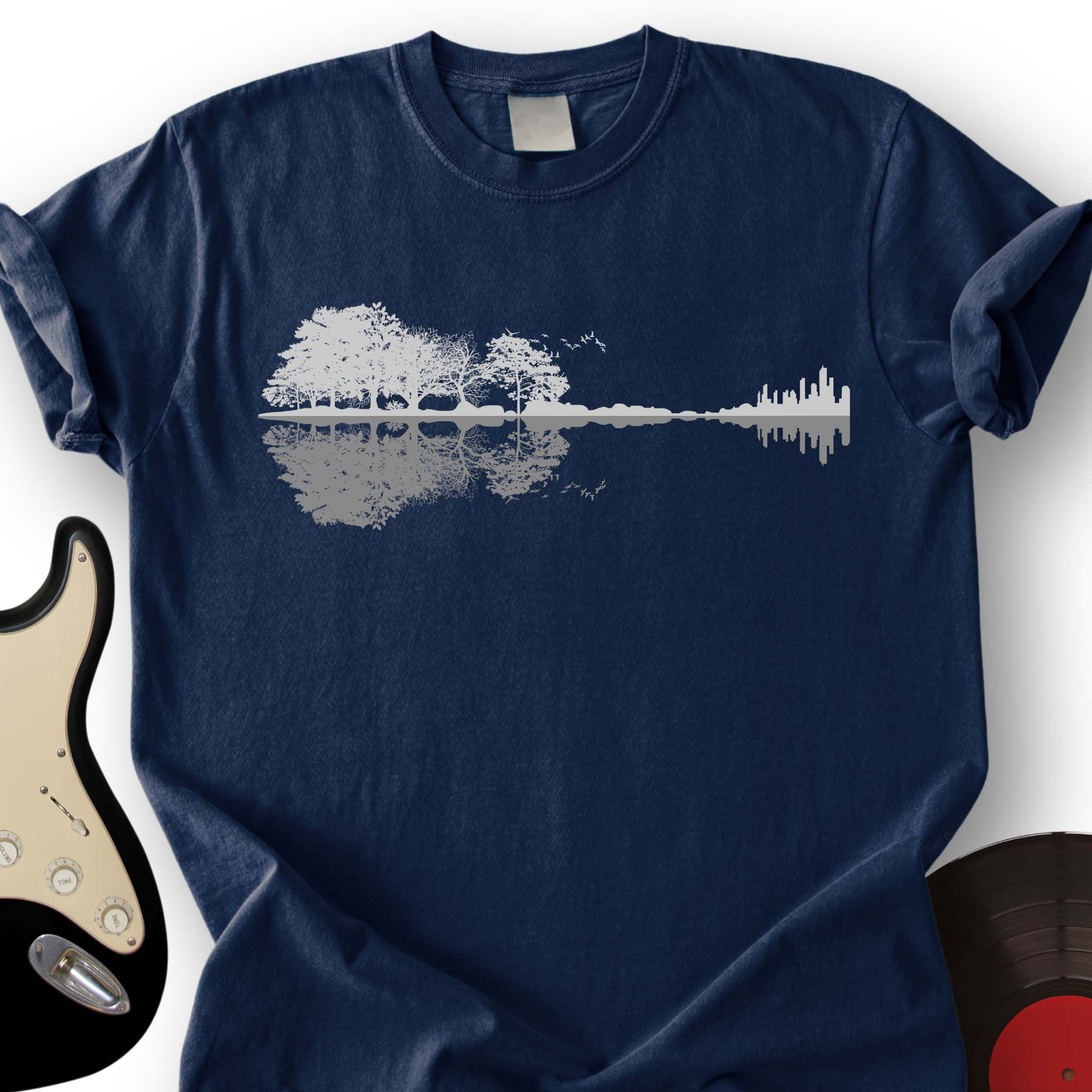 Guitar Waveform T-Shirt Music Lover Graphic Tees Vintage Gift For Guitar Players