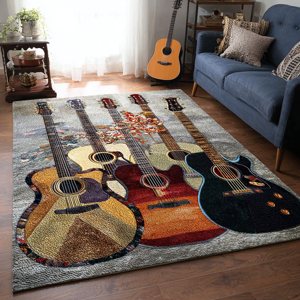 Guitar Waves Area Rug  Large Rugs For Living Room Holiday Gifts For Guitarist