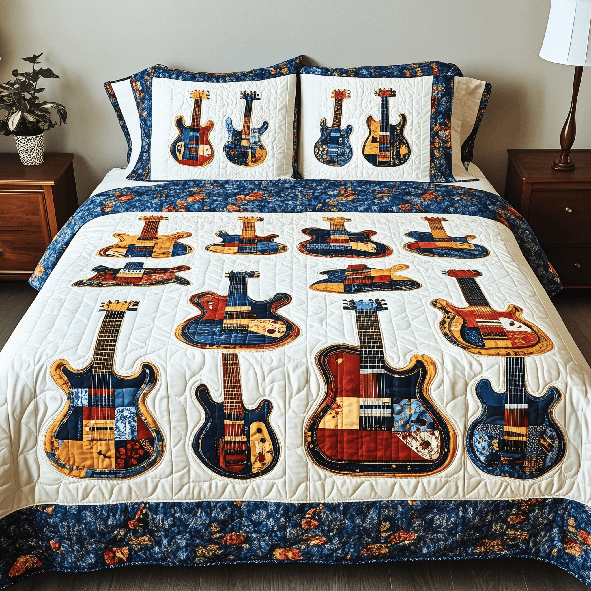 Guitars Quilted Bedding Set Christmas Bedding Set Christmas Gifts For Couples