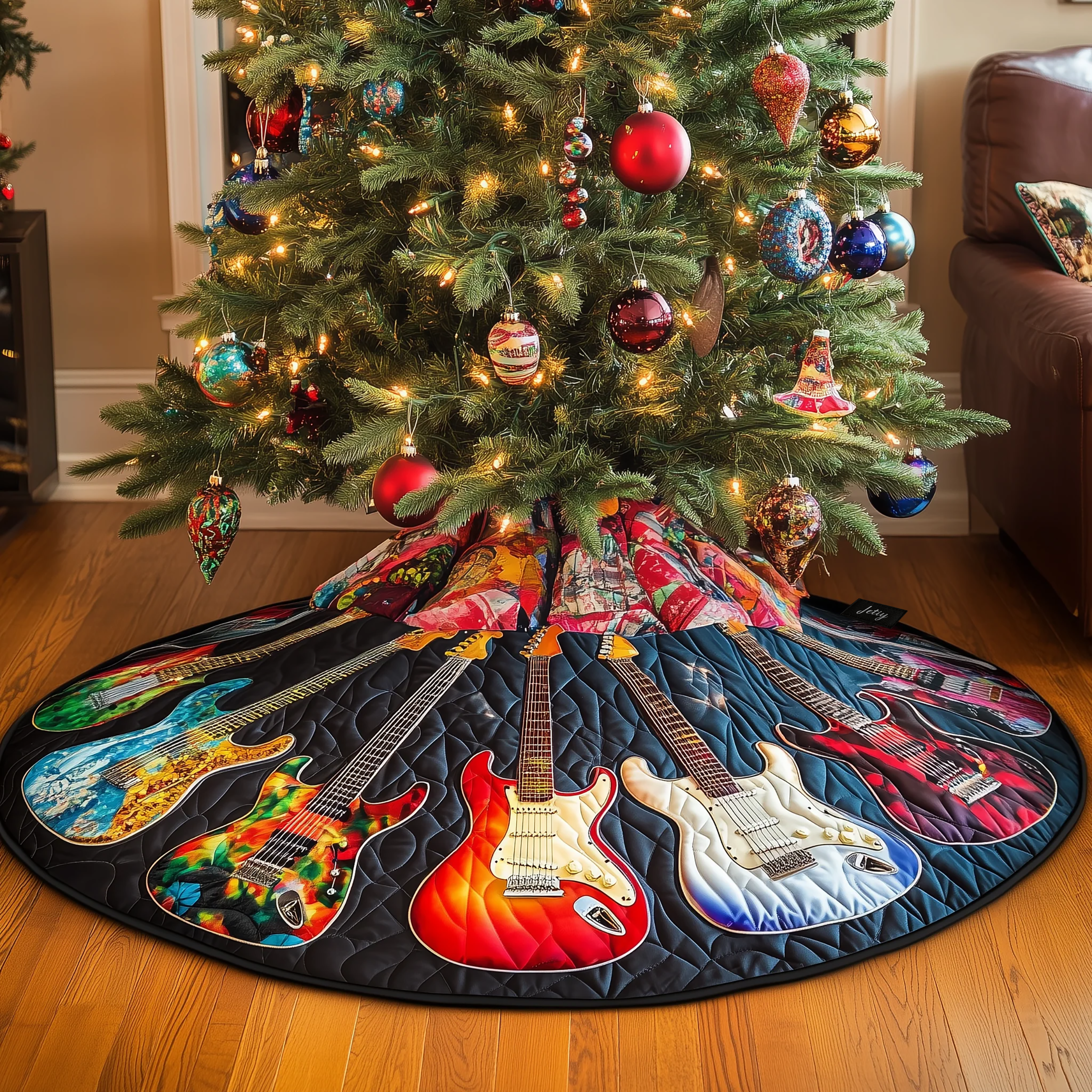Guitars Quilted Tree Skirt Heartwarming Family Gathering Merch