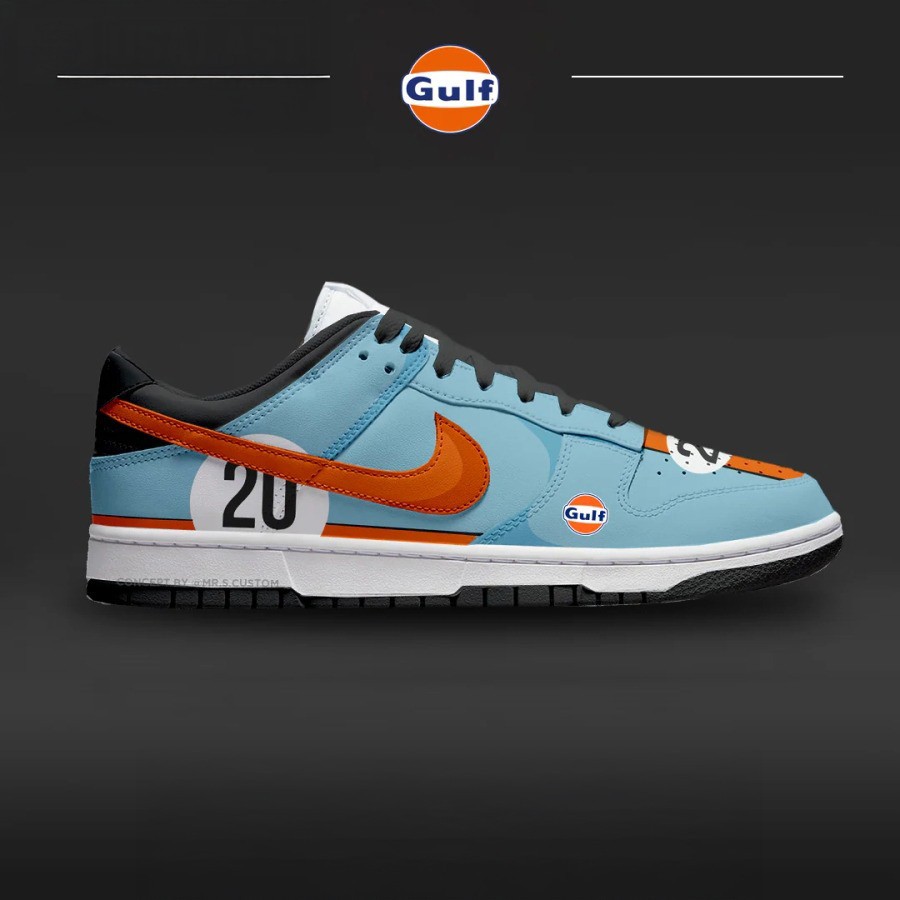 Gulf No 20 Livery SB Dunk Low Shoes Cute Gift Ideas For Boyfriend