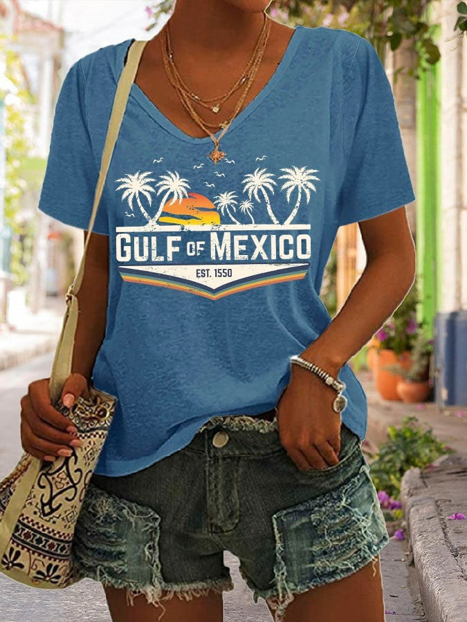 Gulf Of Mexico Est 1550 V-neck T-Shirt Deport Elon F Trump Patriotic Clothing Gifts For Wife Gulf Of Mexico Est 1550 V-neck T-Shirt Deport Elon F Trump Patriotic Clothing Gifts For Wife